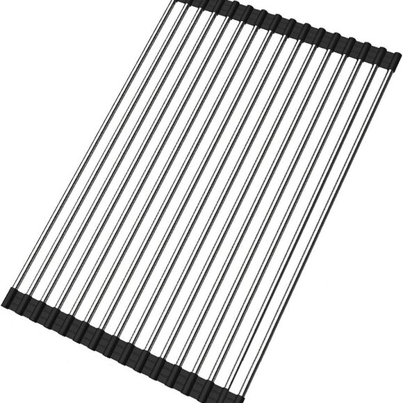 Roll up Dish Drying Rack Over The Sink Kitchen Roll up Sink Drying Rack Stainles - Picture 1 of 8